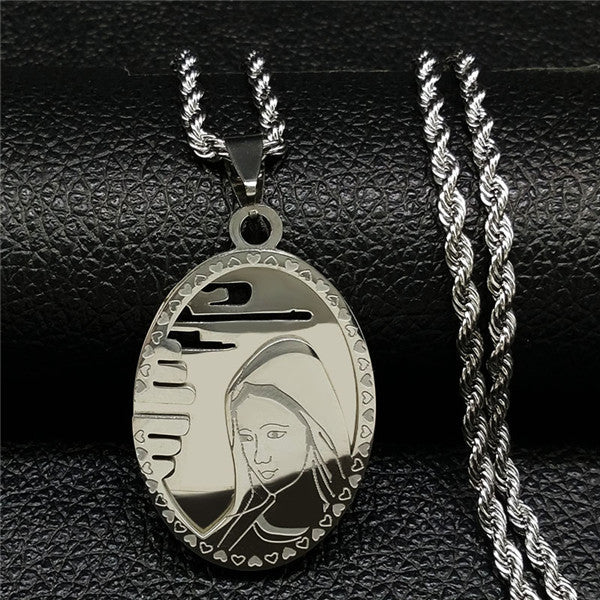 Mary Mother of God Stainless Steel Pendant Necklace