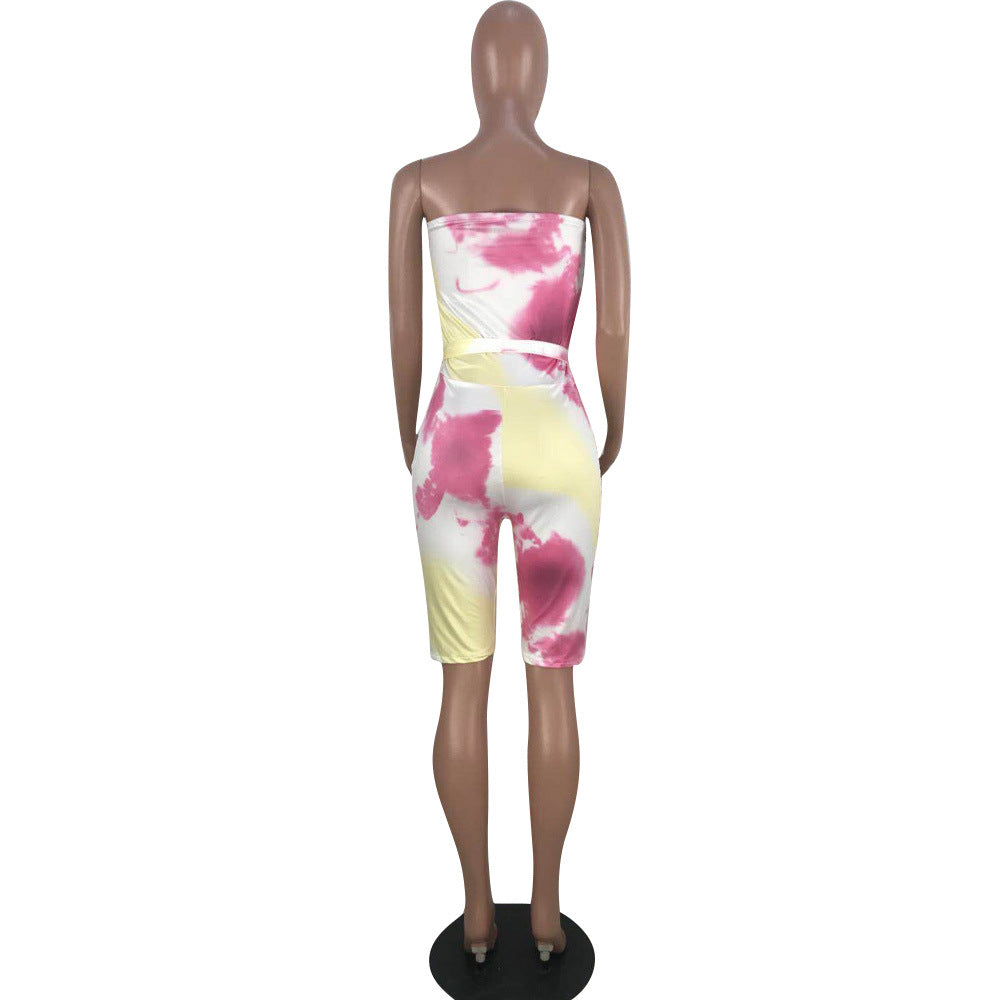 Tie-Dye Strapless Bodysuit - Sexy Style