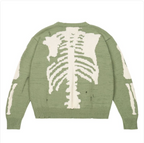 Skull Pattern Loose Fit Jacquard Knit Long Sleeve Sweater