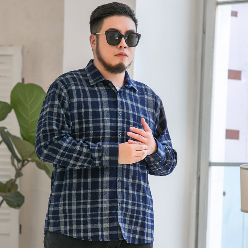 Super Large High-Quality Flannel Plaid Dress Shirts