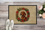 Dachshund Christmas Flowers Doormat