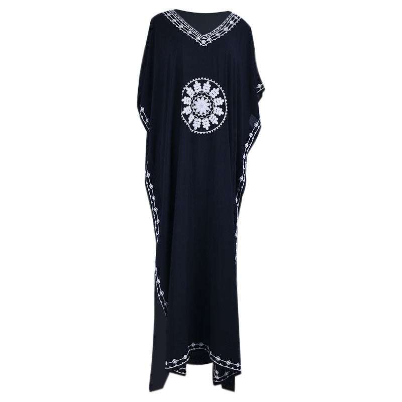 Loose Plus Size Embroidered Beach Cover-Up Dress