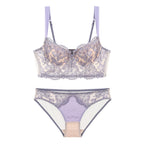 French Lace Long-Line Bra Set with Embroidery (Comfort Fit)