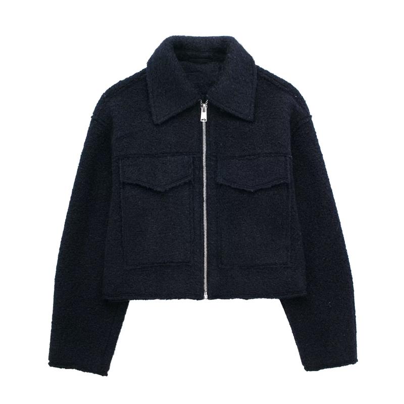 French Style Short Jacket with Pearl Fabric for Women