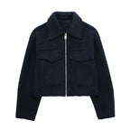 French Style Short Jacket with Pearl Fabric for Women