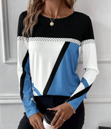 Fleece-Trimmed Geometric Print Women's Sweater (One Piece)
