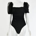 Fashionable Sheer Mesh Princess Sleeve Bodysuit for Women