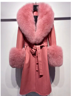 Leather Coat with Fox Fur