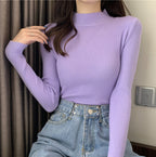 2023 Korean Slim Fit Turtleneck Knit Top for Women