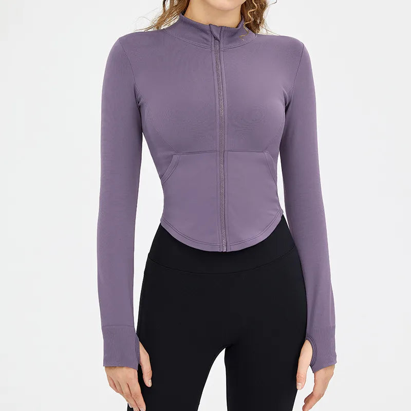 Women's Skinny Slim Zipper Short Stand Collar Coat