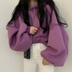 Women's Lantern Sleeve Casual Hoodie, Harajuku Style, 10 Colors | Streetwear