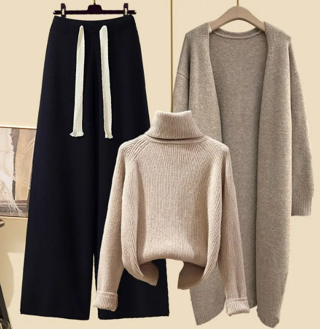 Three-piece Set Sweater Pants Cardigan