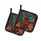 Border Terrier Christmas Pair of Pot Holders