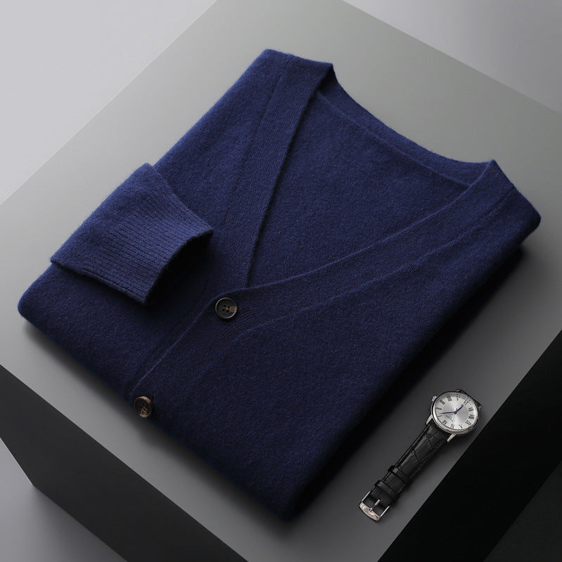 Men's Casual V-neck Wool Cardigan
