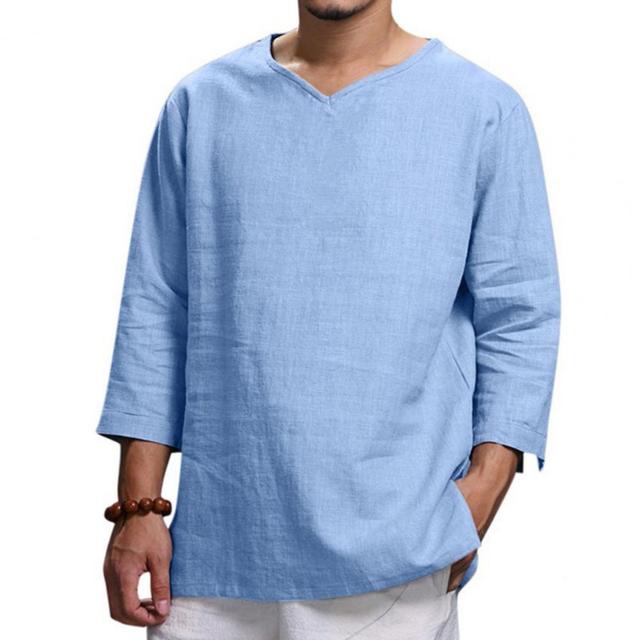 Men's Casual 3/4 Sleeve Loose Pullover Shirt | Streetwear