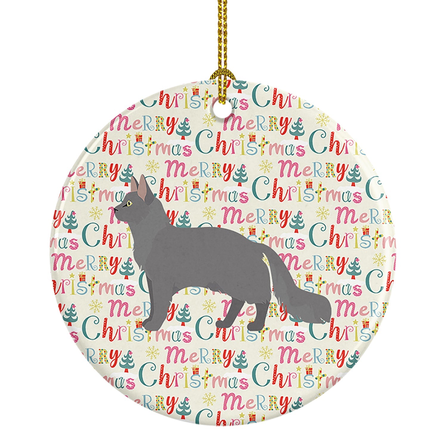 Nebelung #2 Cat Christmas Ceramic Ornament