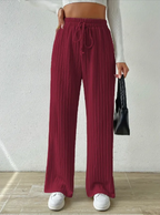 Knotted Waist Wide-Leg Knit Pants