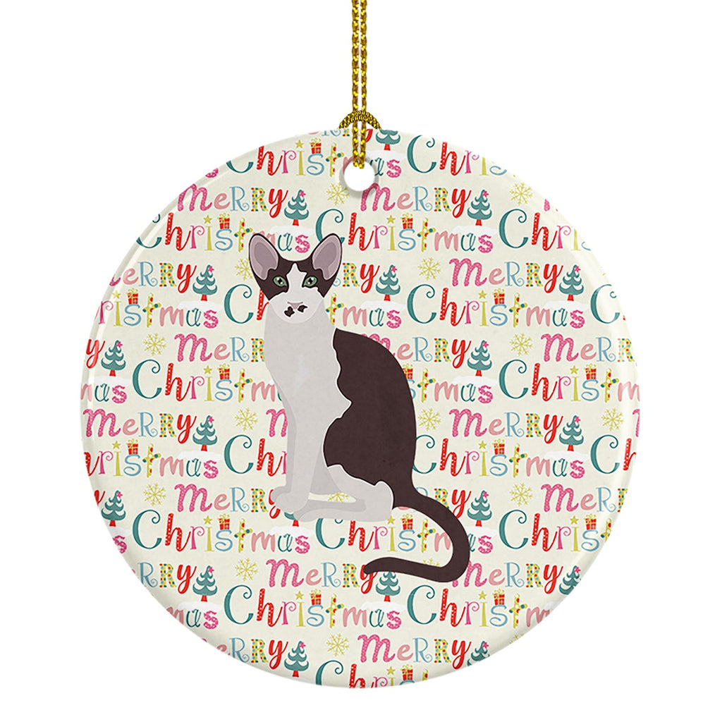 Oriental Bicolor Cat Christmas Ceramic Ornament