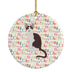Oriental Bicolor Cat Christmas Ceramic Ornament