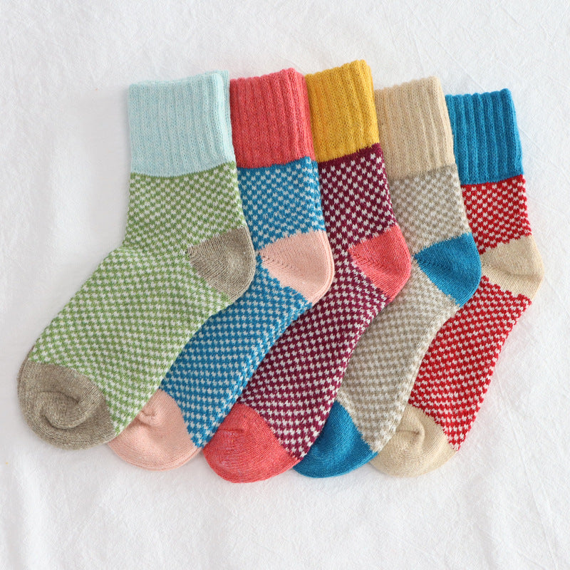 Thick Wool Socks with Needle and Thread Design