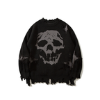 Men's Skull Jacquard Ripped Sweater