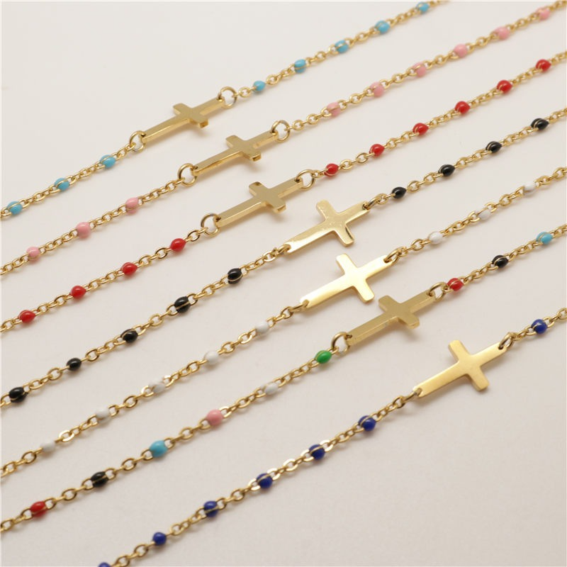 Dainty Cross Beaded Bracelet