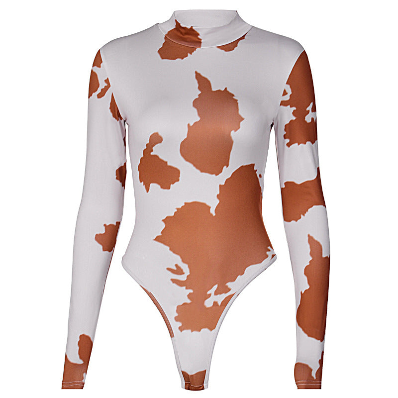 2020 Autumn Women's Milk Print Long Sleeve Bodysuit