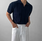 Mesh Knit Short-Sleeve Polo Tee