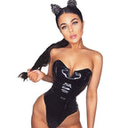 New Autumn Winter Women's Backless PU Bodysuit