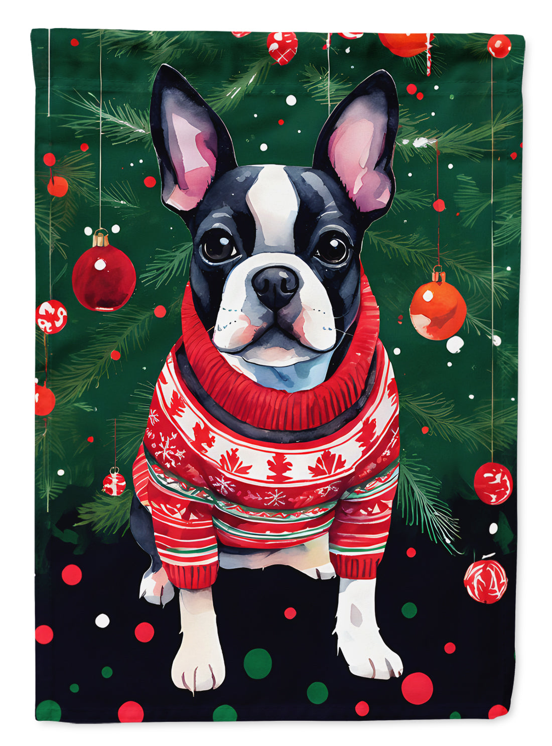 Boston Terrier Christmas Garden Flag