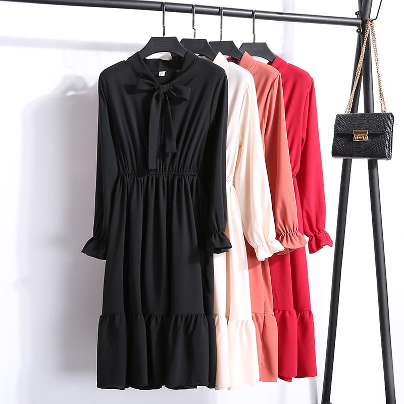 Spring Floral Chiffon Dress for Women (Korean Style)