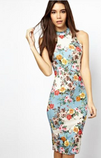 Vintage Floral Sleeveless Bodycon Dress for Women