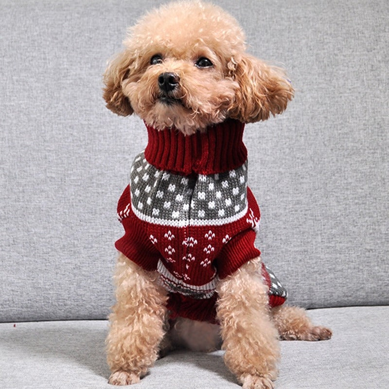 Christmas Snowflake Turtleneck Sweater for Pets