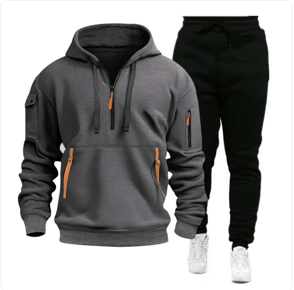 Men's Hooded Sweatshirt with Multi-Pocket Design | Streetwear