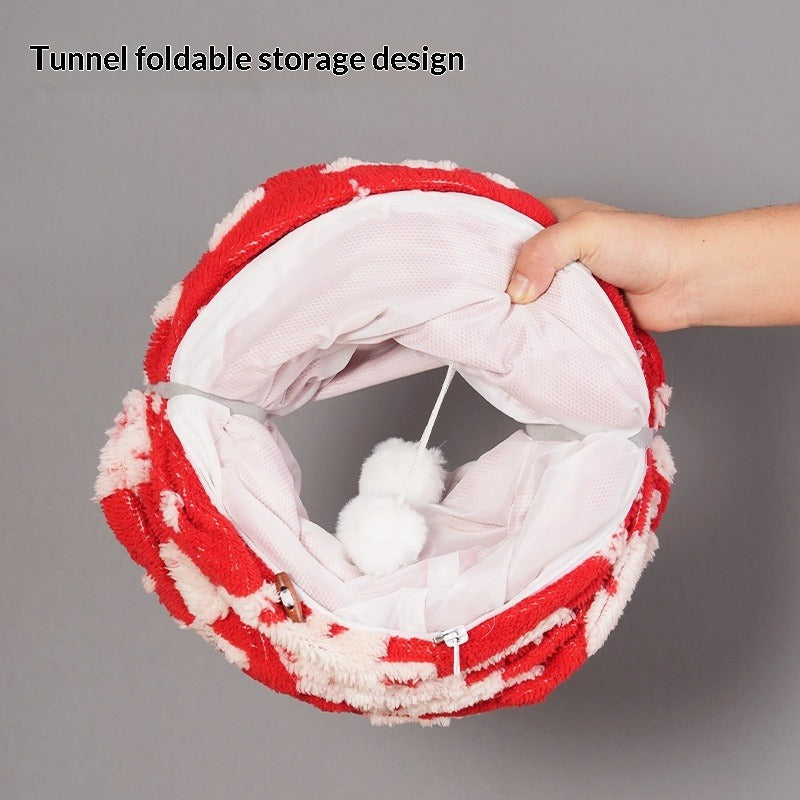 Christmas Tree Cat Tunnel Flannel Pet Bed