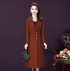 Slim Fit Woolen Overknee Mid-length Coat for Women