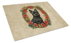 Cairn Terrier Christmas Flowers Glass Cutting Board