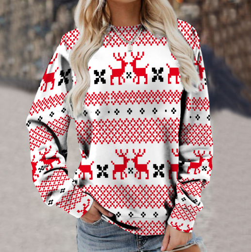 Women's Long Sleeve Printed Fashion Sweater