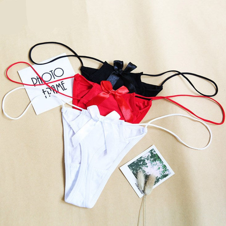 Women's Cotton Thong with Delicate Straps - Sexy Lingerie