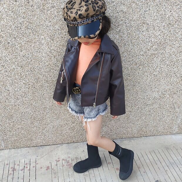 Children's Fashion Leather Jacket and Cotton Coat