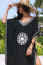 Loose Plus Size Embroidered Beach Cover-Up Dress