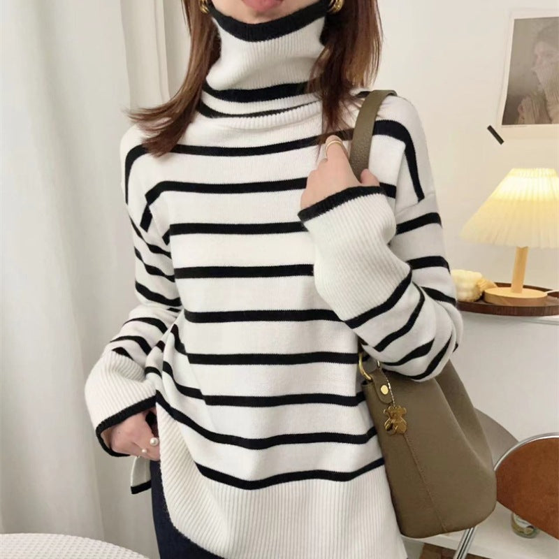 Comfortable Striped Thermal Sweater Top for Casual Wear