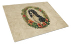 Welsh Springer Spaniel Christmas Flowers Glass Cutting Board