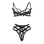 Lace Lingerie Set with Sheer Design (3-Piece)