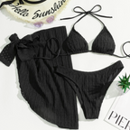 3pcs Women's Backless Sexy Bikini with Mesh Skirt