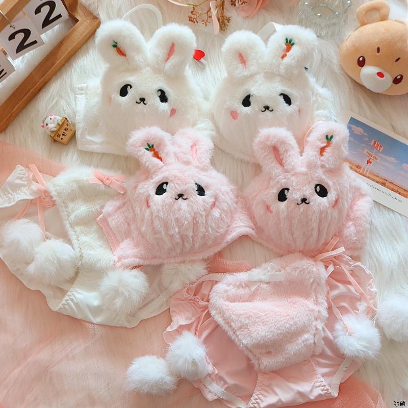 Moon Rabbit Plush Bra and Panties Set