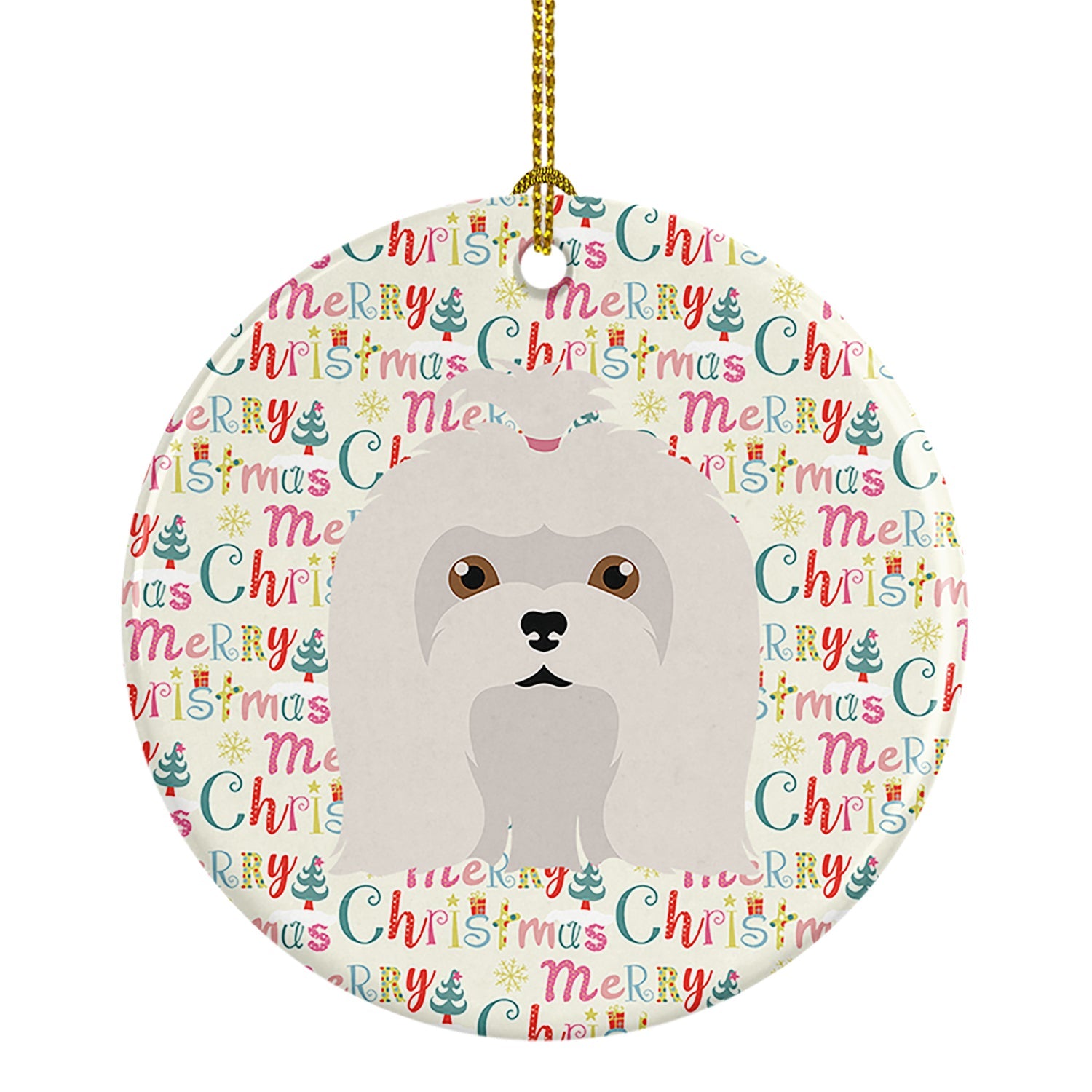 Maltese Merry Christmas Ceramic Ornament