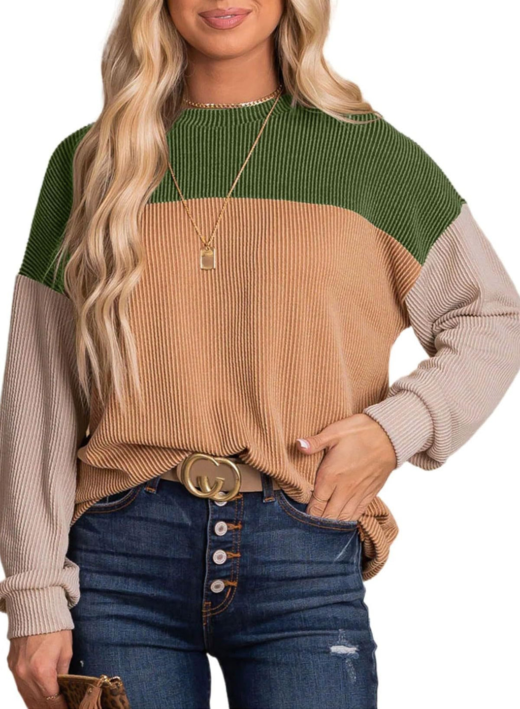 Loose Polyester Sweater - Women's Long-sleeved Top