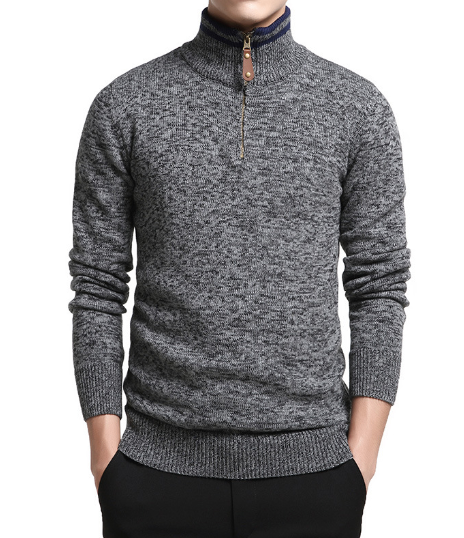 Men's Zipper Stand-up Collar Fashion Sweater Top