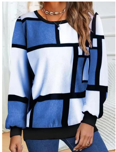 Casual 3D Printed Geometric Long Sleeve Sweater